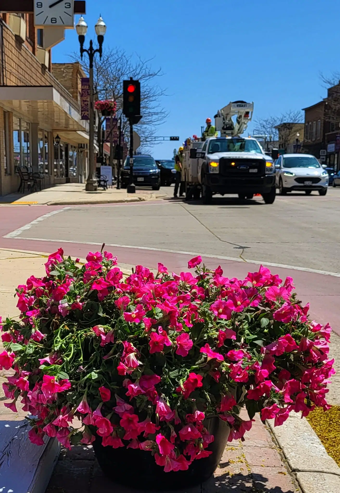 Two Rivers Reinstalls Downtown Flower Planters