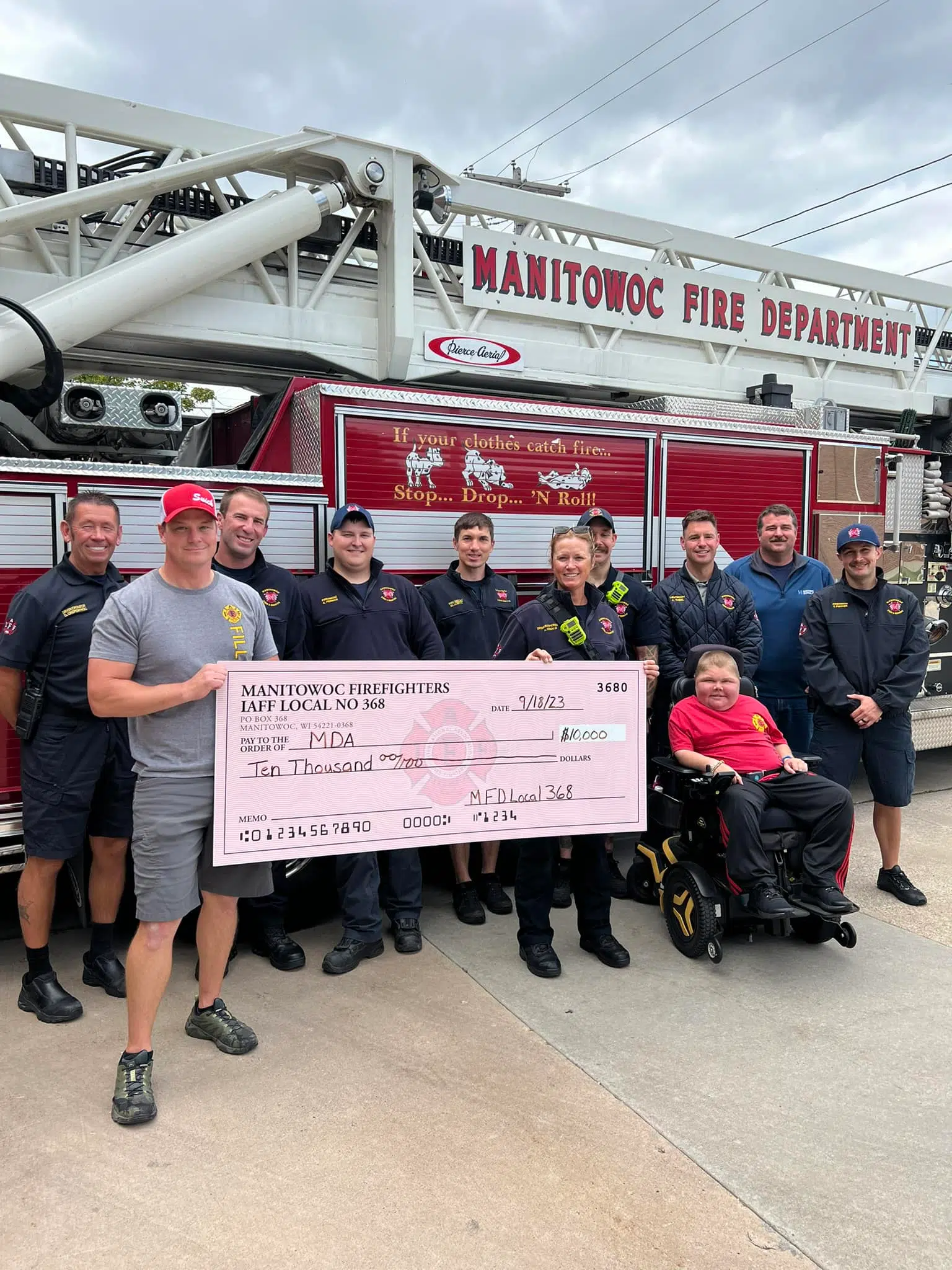 Manitowoc Firefighters Donate $10,000 to Battle Muscular Dystrophy