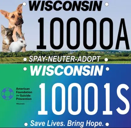 Wisconsin Introduces New Specialty License Plates for Suicide Prevention and Animal Welfare