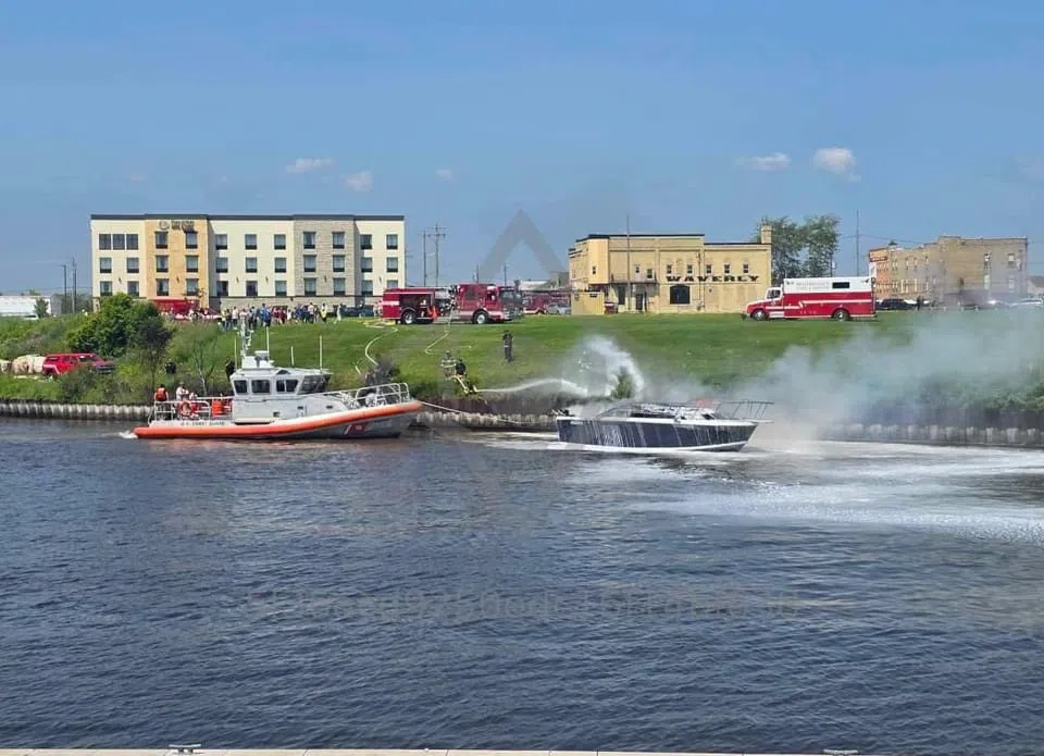 Boat Catches Fire in Two Rivers Harbor