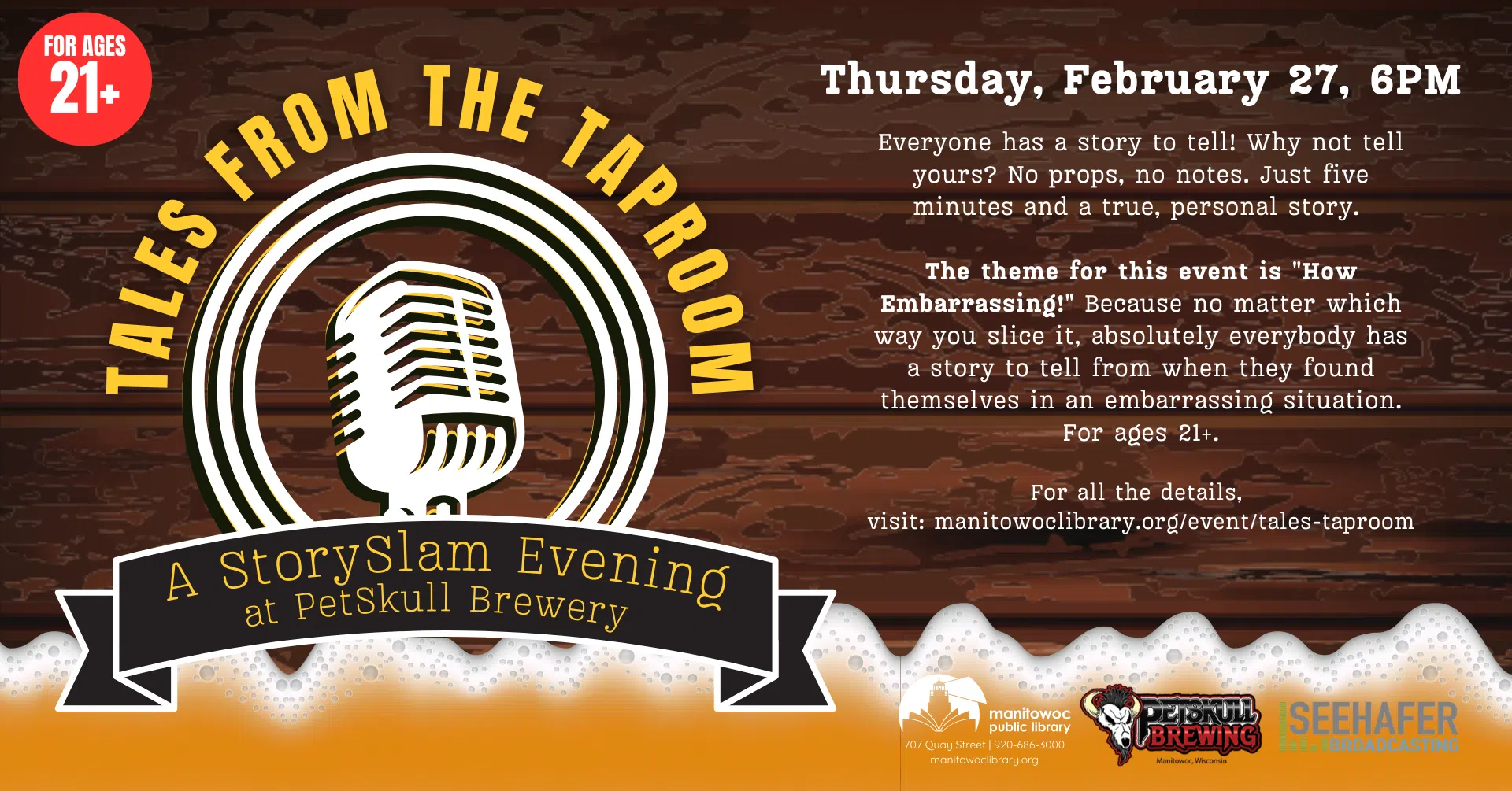 Have an Embarrassing Story? "Share it at MPL's "Tales from the Taproom"!