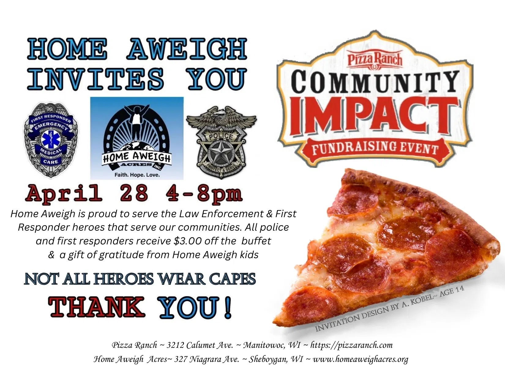 Sheboygan-Based Home Aweigh to Support Public Safety Workers at Pizza Ranch