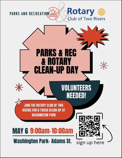 Two Rivers Parks and Rec, Rotary Club Holding Washington Park Clean Up