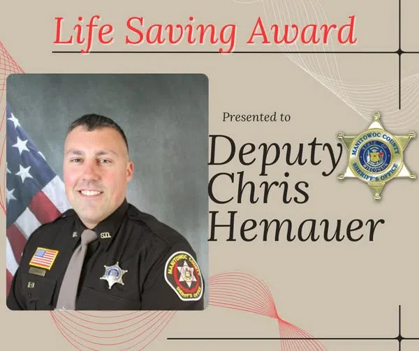 Manitowoc Sheriff's Deputy Honored for Saving a Man Involved in a Car Crash