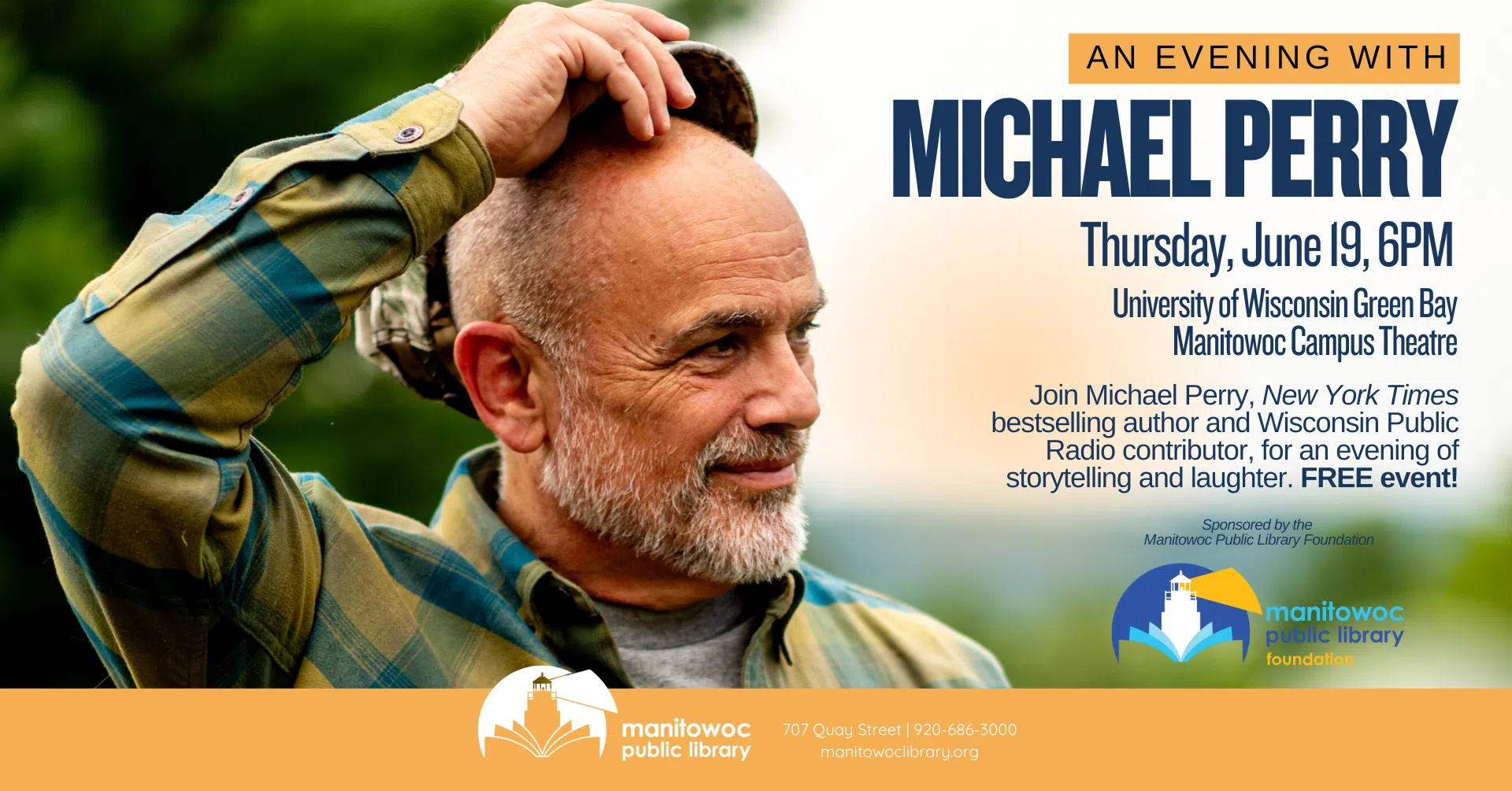 "Wisconsin's Unofficial Storyteller Laureate," Michael Perry to Make Manitowoc Appearance