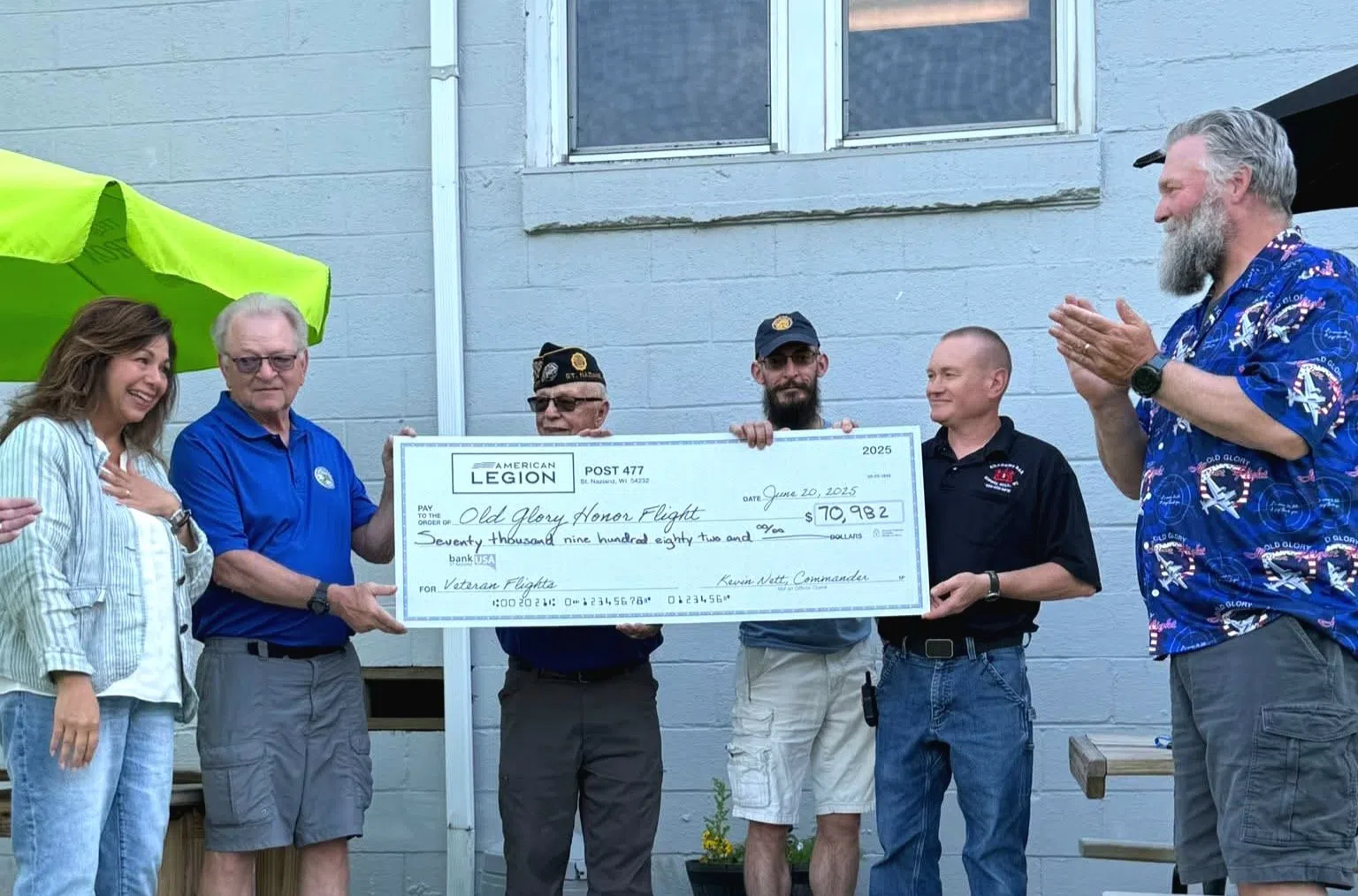 American Legion Post 477 Makes Major Donation to Old Glory Honor Flight