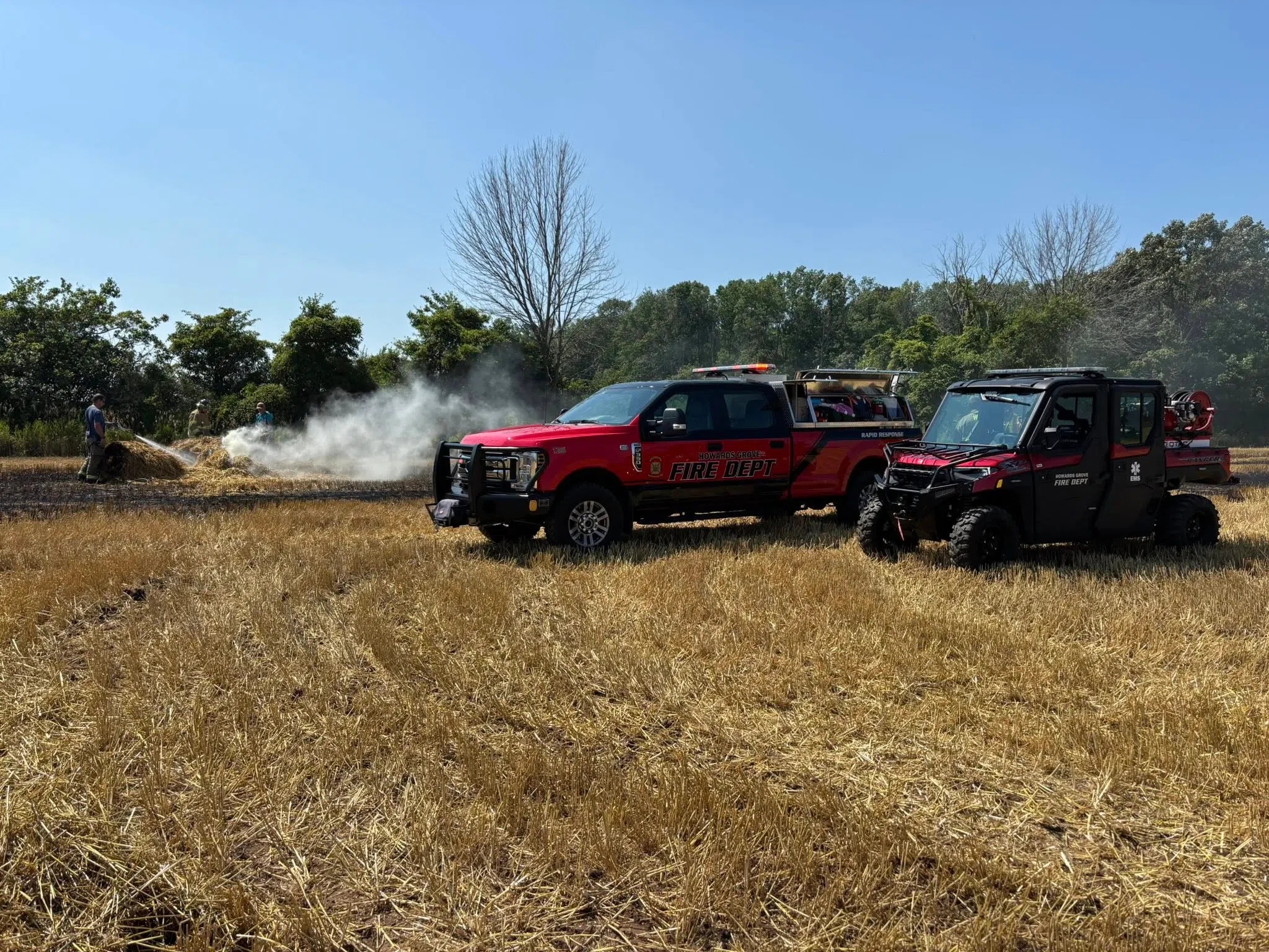 Howards Grove Fire Department Tackles Twin Field Blazes