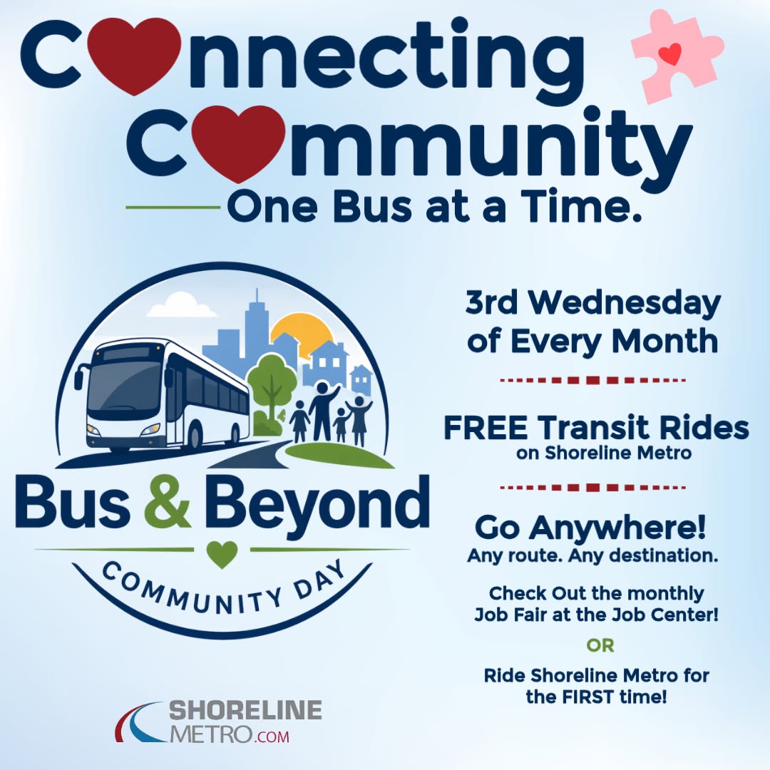 Skip the Fare on Shoreline Metro's Bus & Beyond Community Day