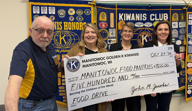 Manitowoc Golden K Kiwanis Supports Four Local Food Pantries