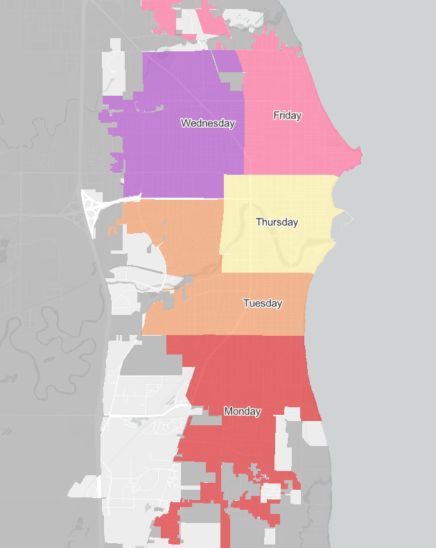 Sheboygan Leaf Pickup Map