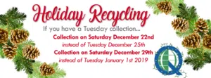 Holiday recycling schedule changes