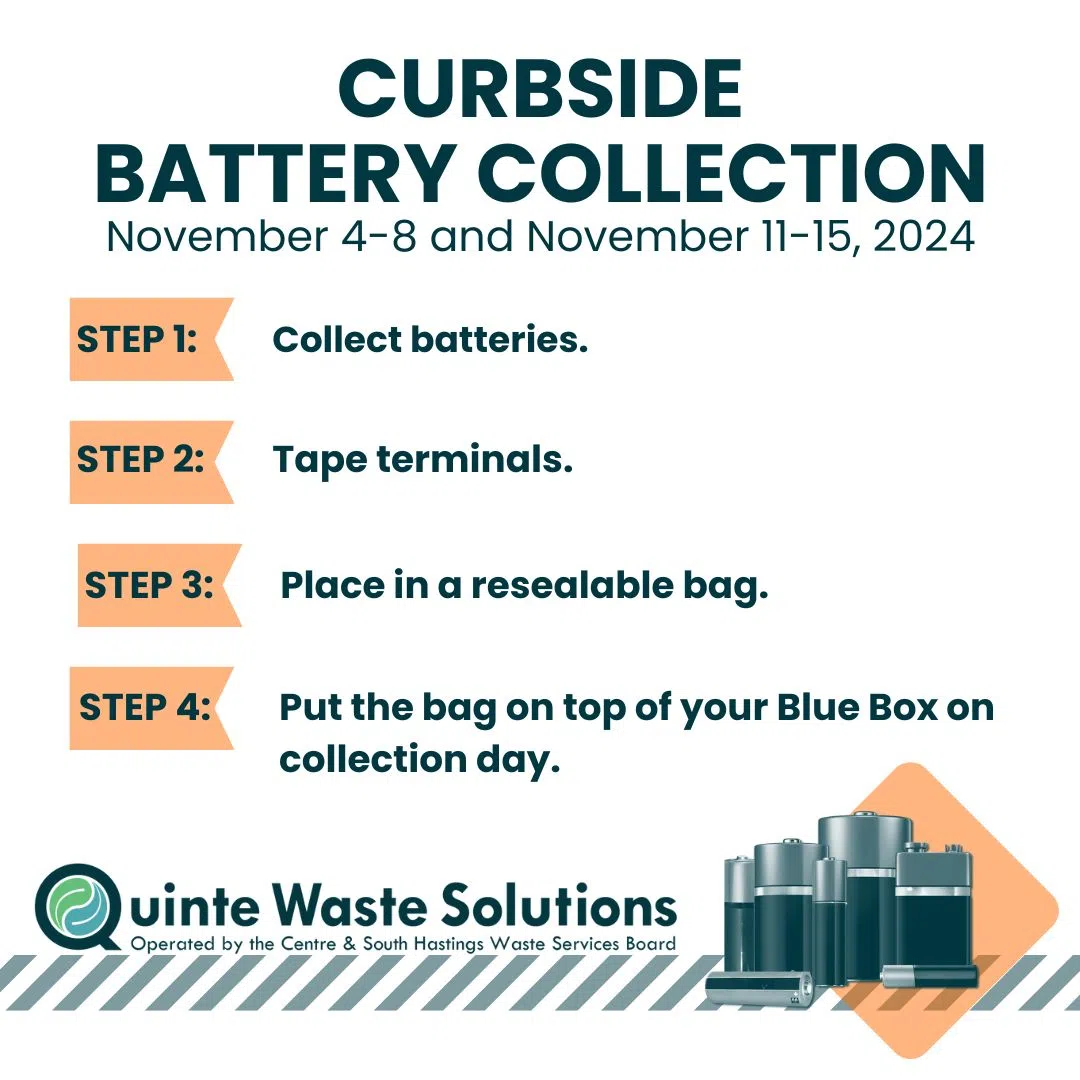 Curbside Battery Collection in Prince Edward County starting Nov. 4