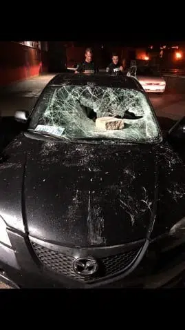Panels and car wrecked by vandals