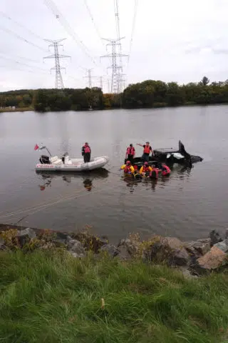 Truck submerged in Trent River
