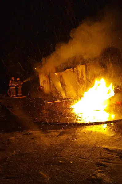 Car and boat destroyed