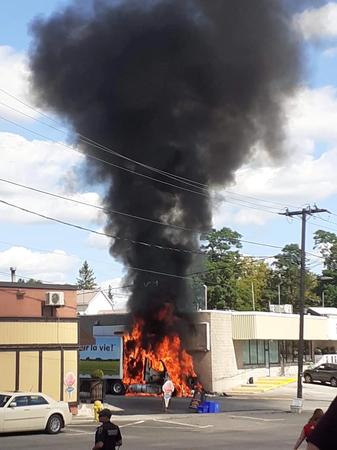 Transport catches fire at Foodland in Madoc