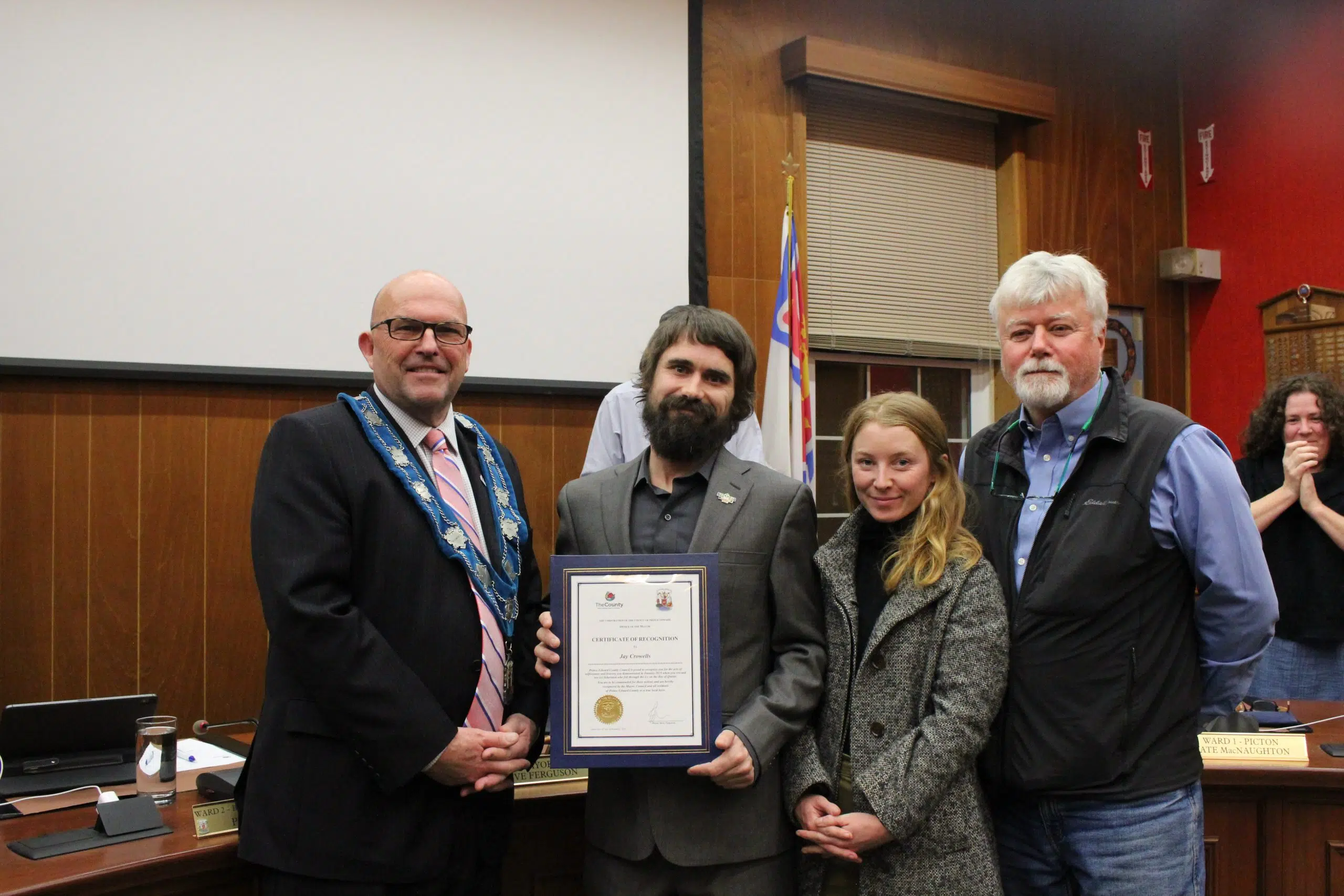 Crowells honoured by municipality for heroic efforts