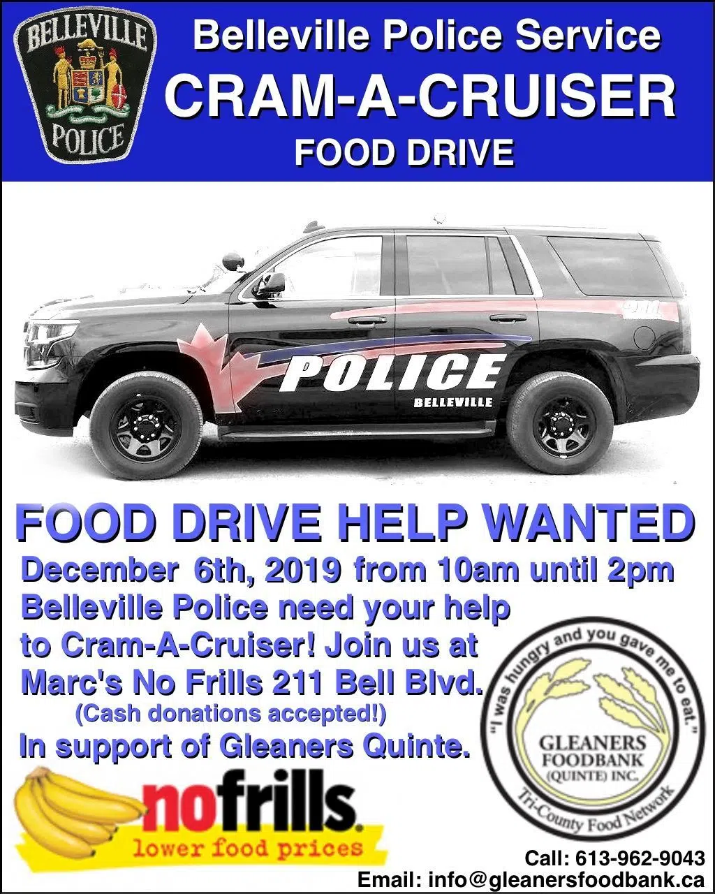 Belleville Police set to Cram-A-Cruiser with donations for Gleaners