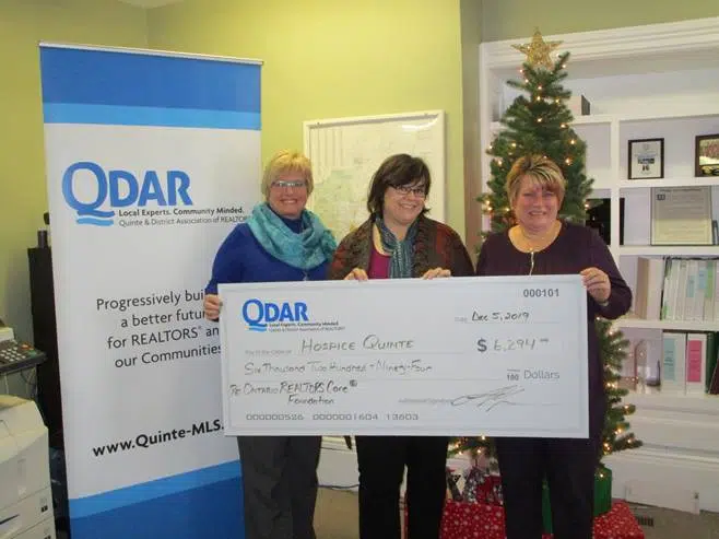 Local realtors association donates to Hospice Quinte campaign