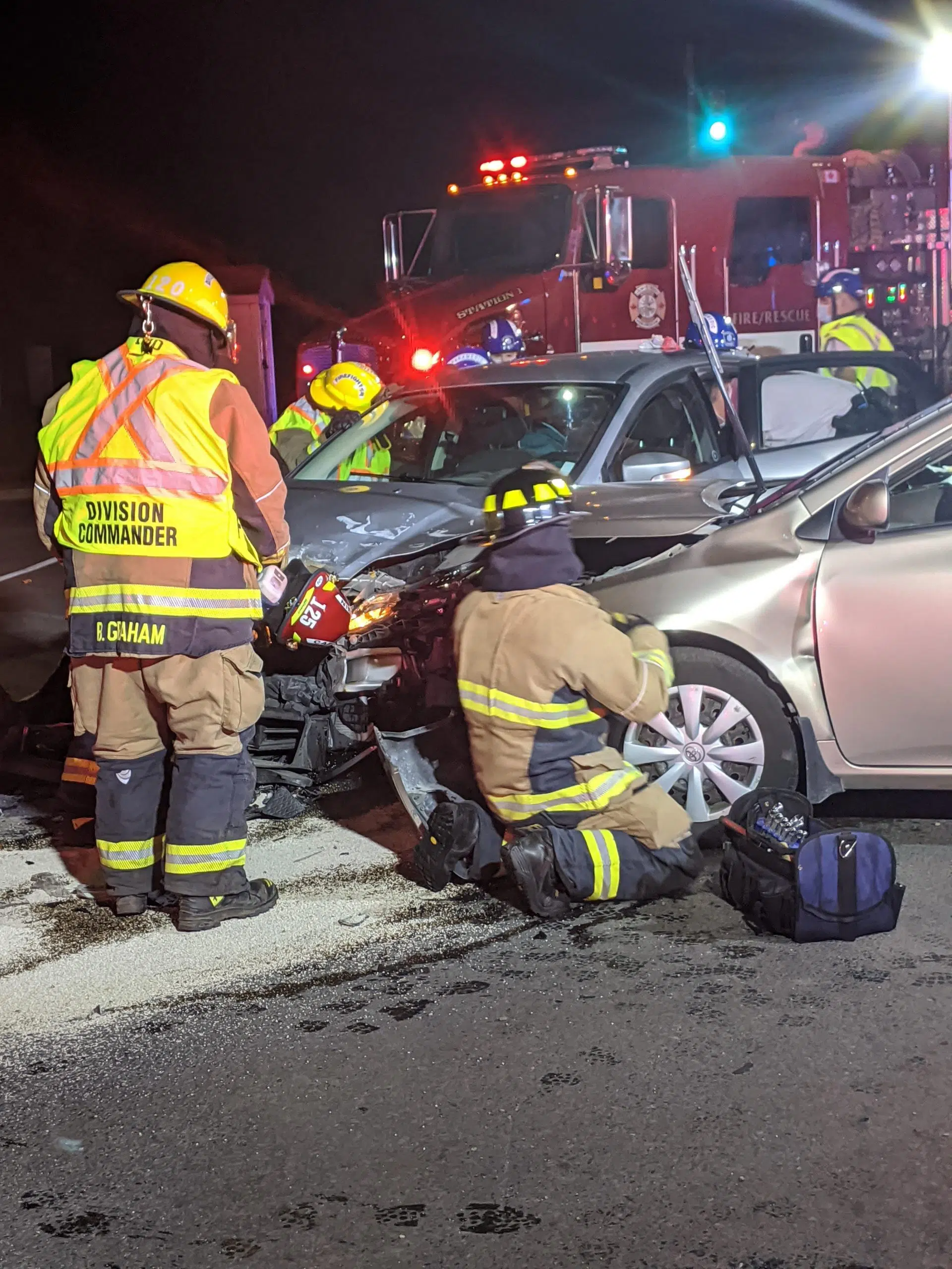 Collision within throwing distance of fire hall