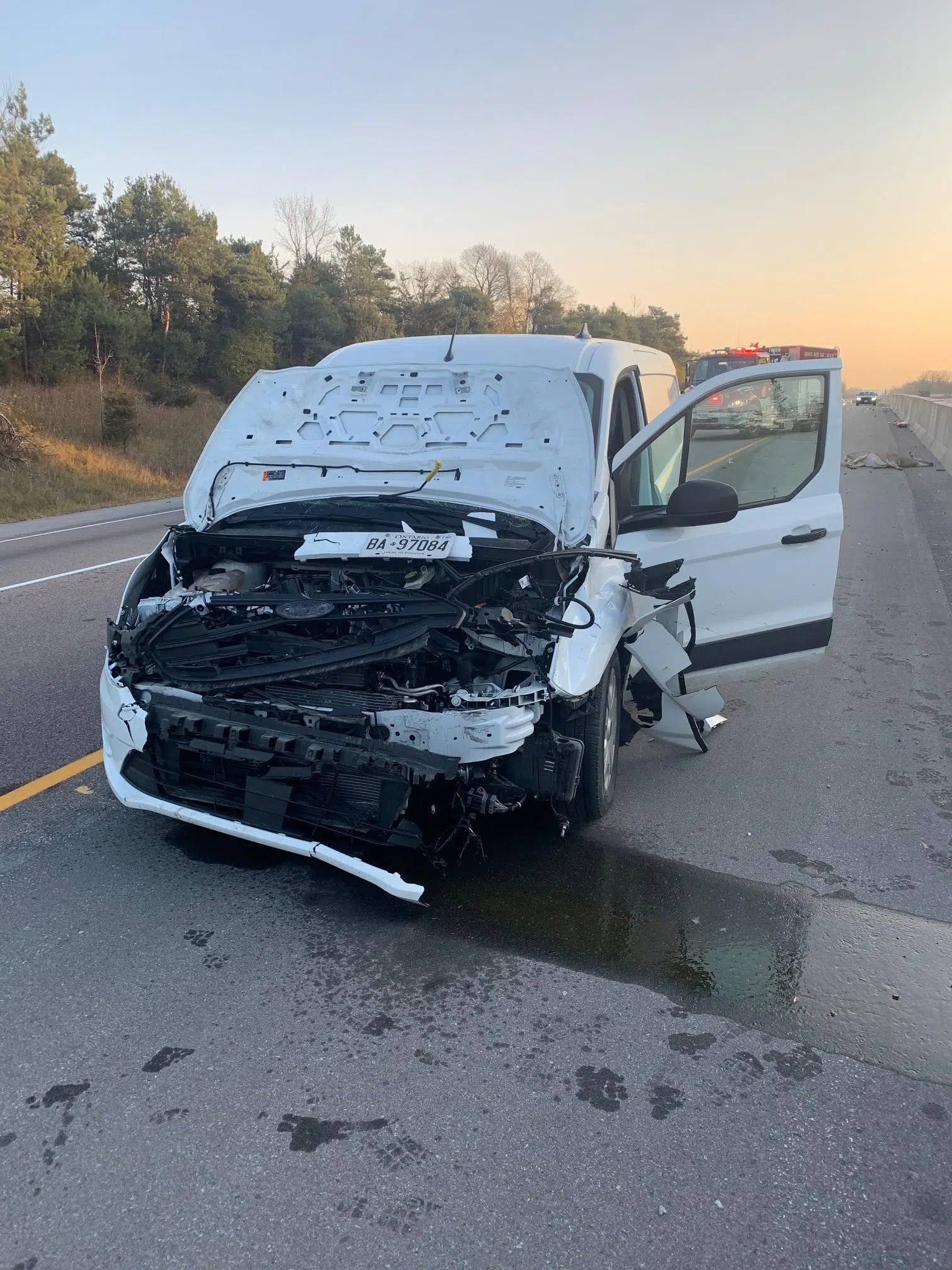 Van hits deer on westbound Highway 401