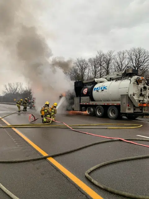 Tractor trailer fire in Quinte West