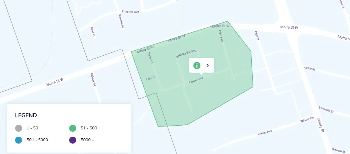 Power out near Moira Street West in Belleville Quinte News