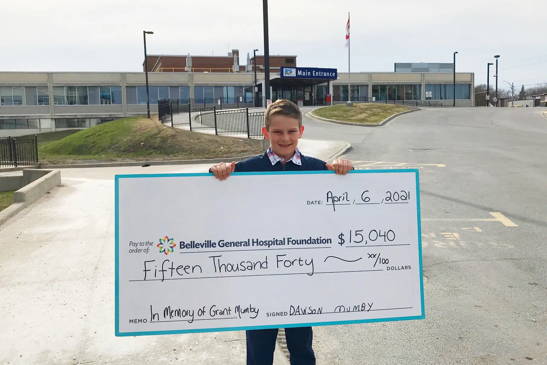 Boy makes big donation on behalf of grandfather