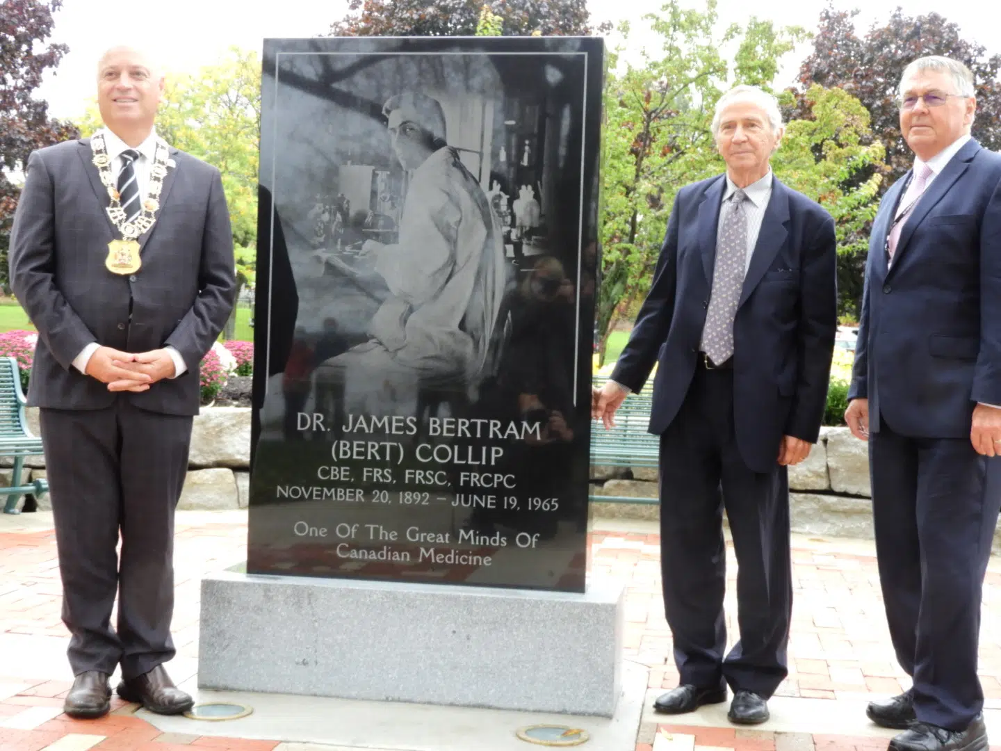 Dr. Collip monument and gardens unveiled
