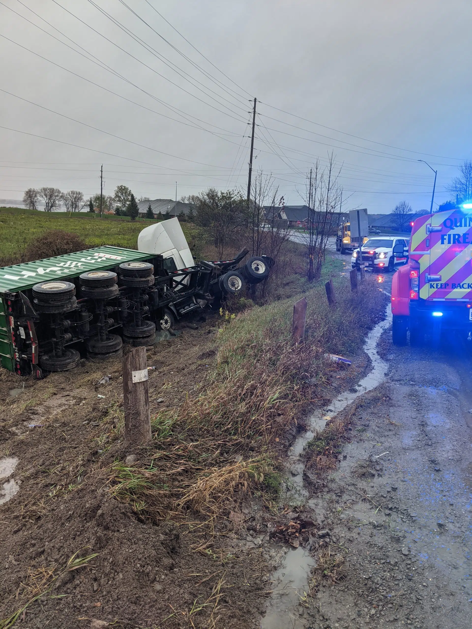 UPDATE: No injuries in transport rollover west of Trenton