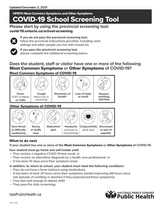 Enhanced COVID screenings at HPE schools