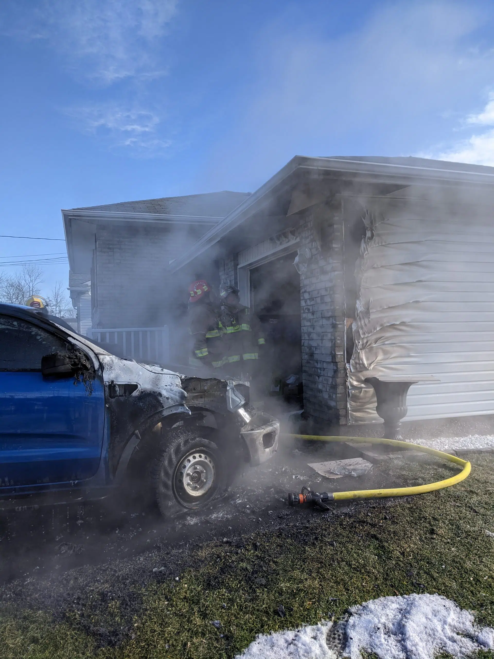 Firefighters tackle truck fire