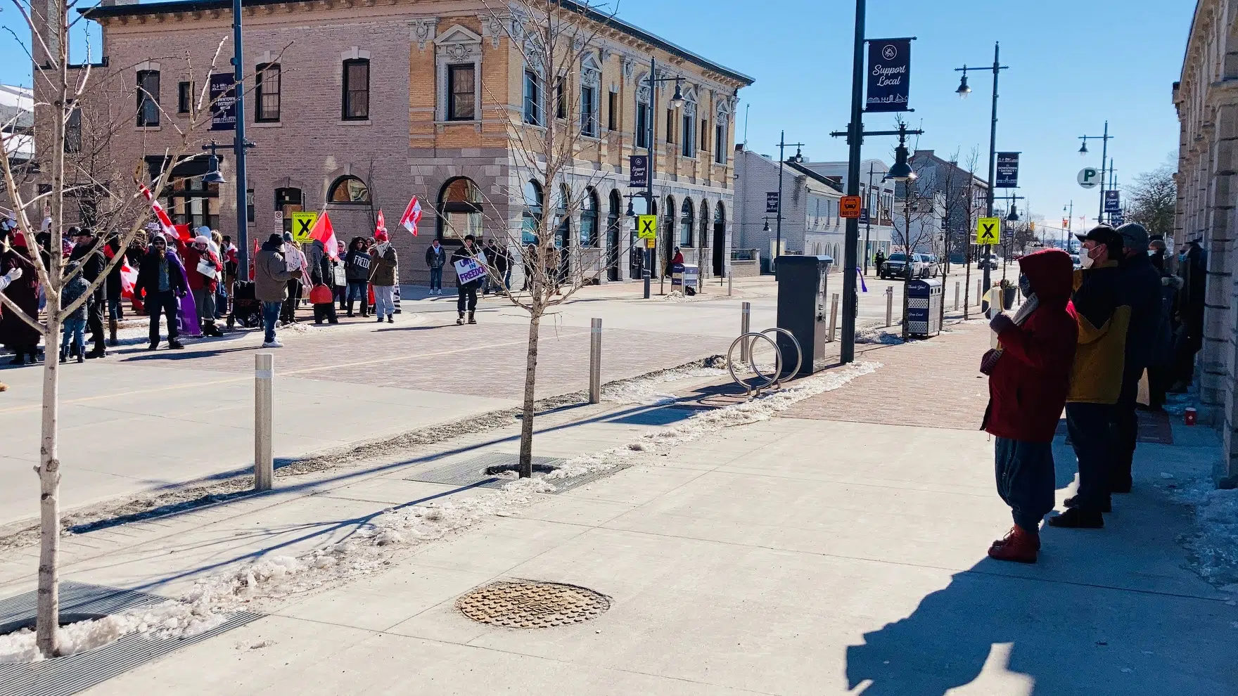 Protest and counter-protest in downtown Belleville