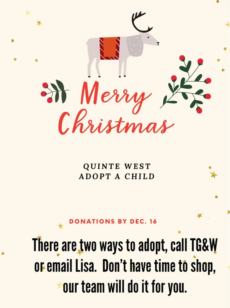 Quinte West Adopt a Child in need of more donations