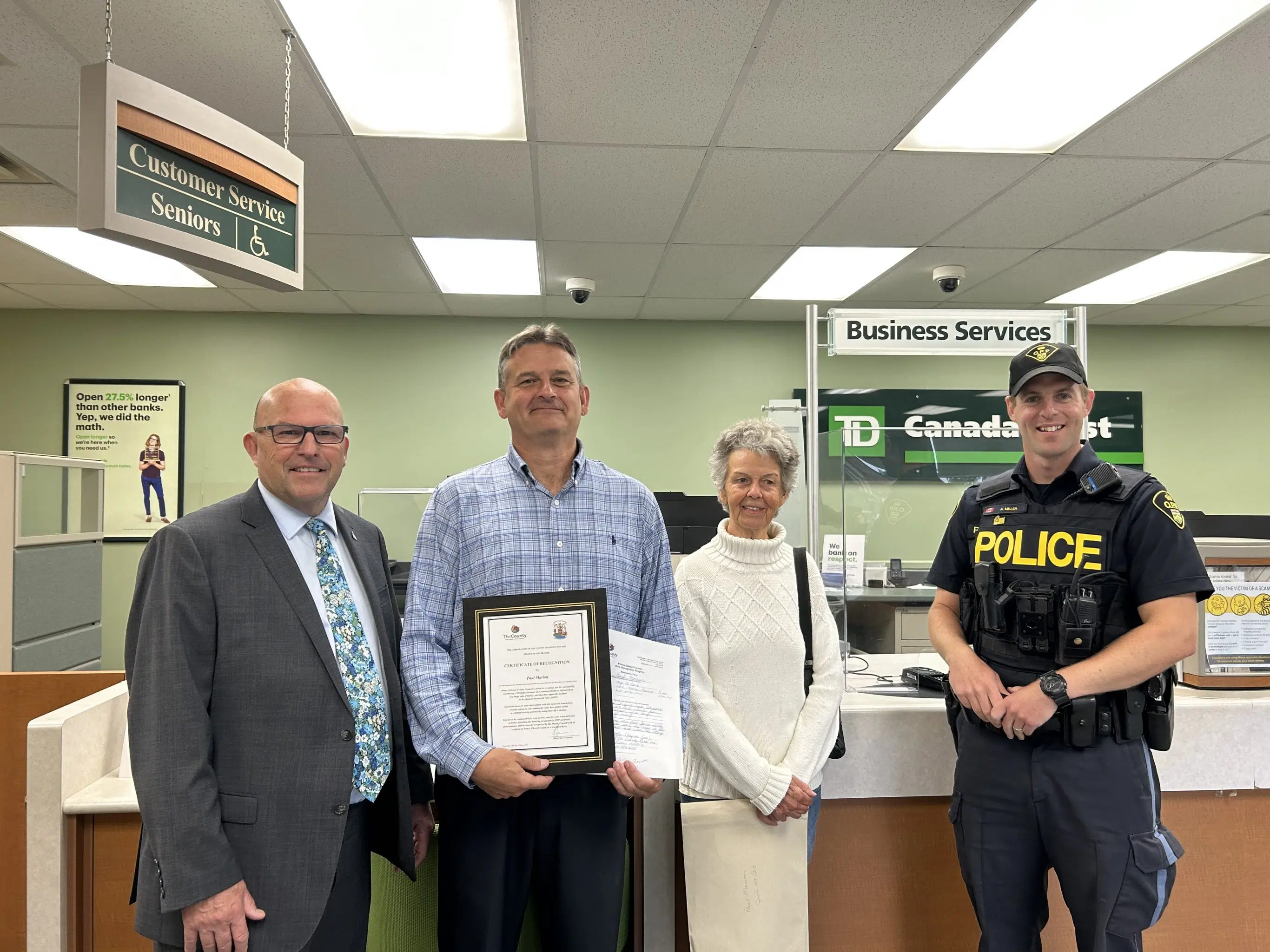 Picton bank manager receives civic award