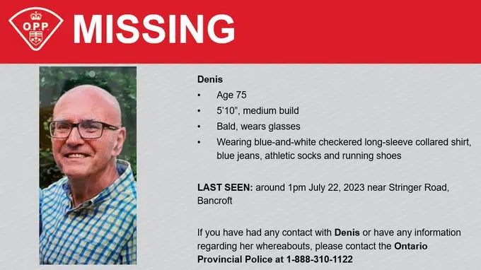 No sign of missing man in Bancroft area