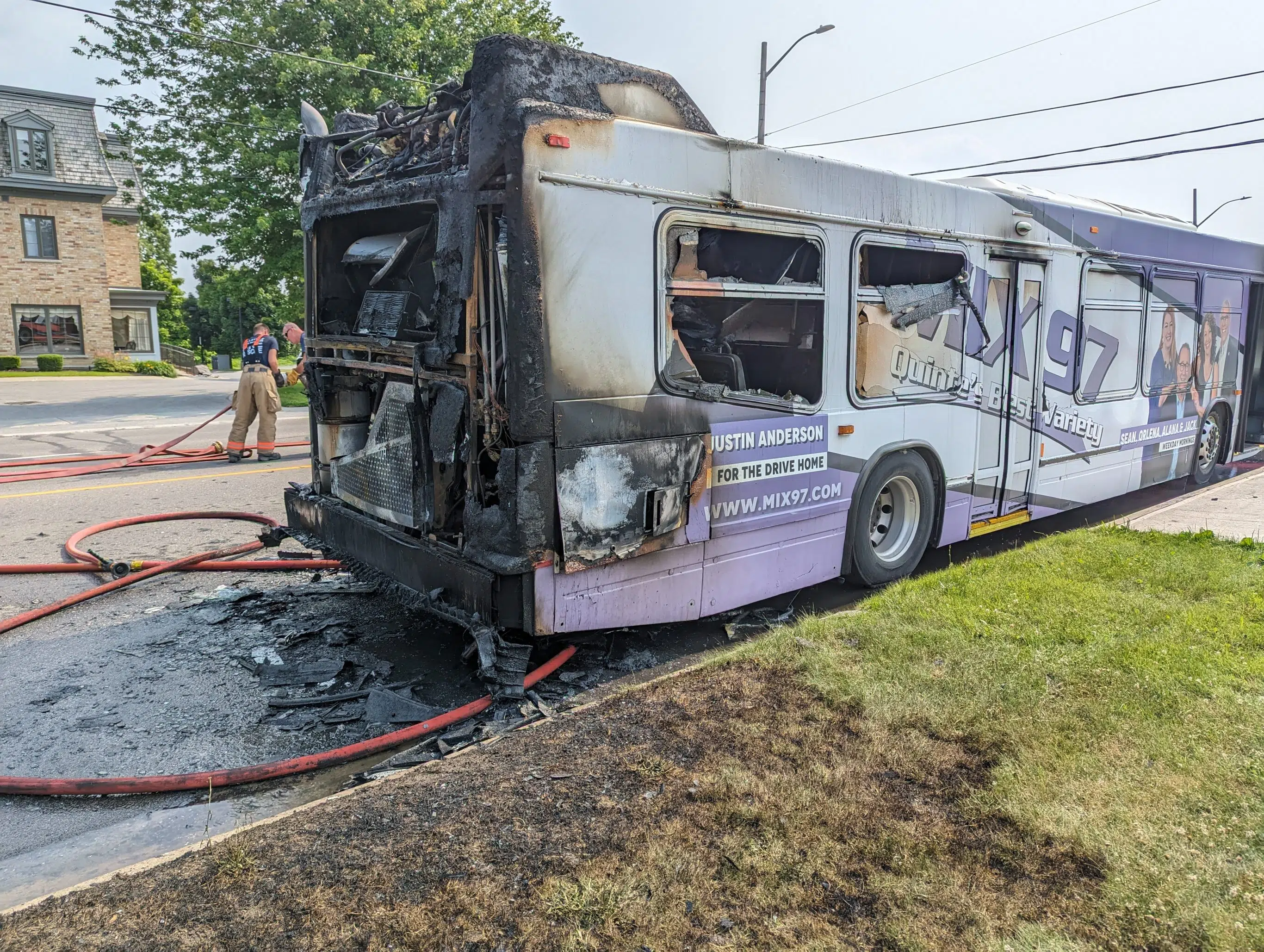 No one hurt in Belleville bus fire