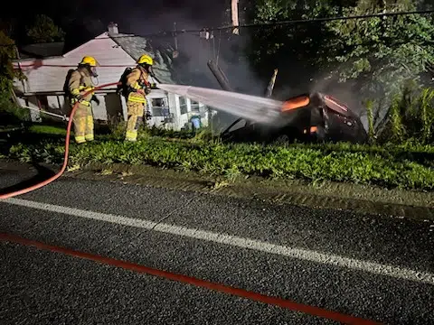 Van hits pole