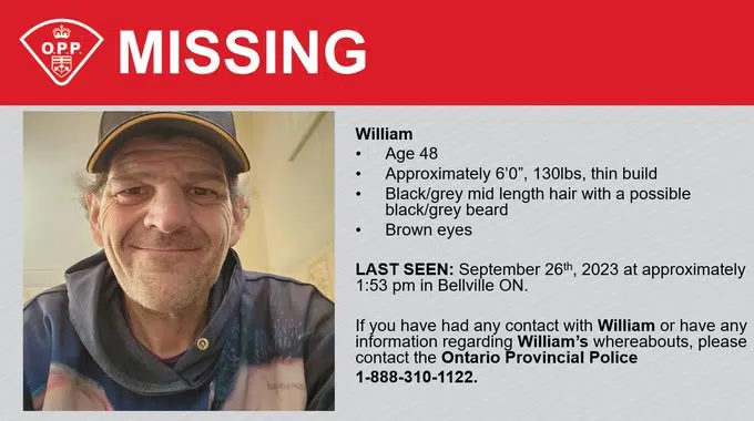 UPDATE: Northumberland man missing in Belleville