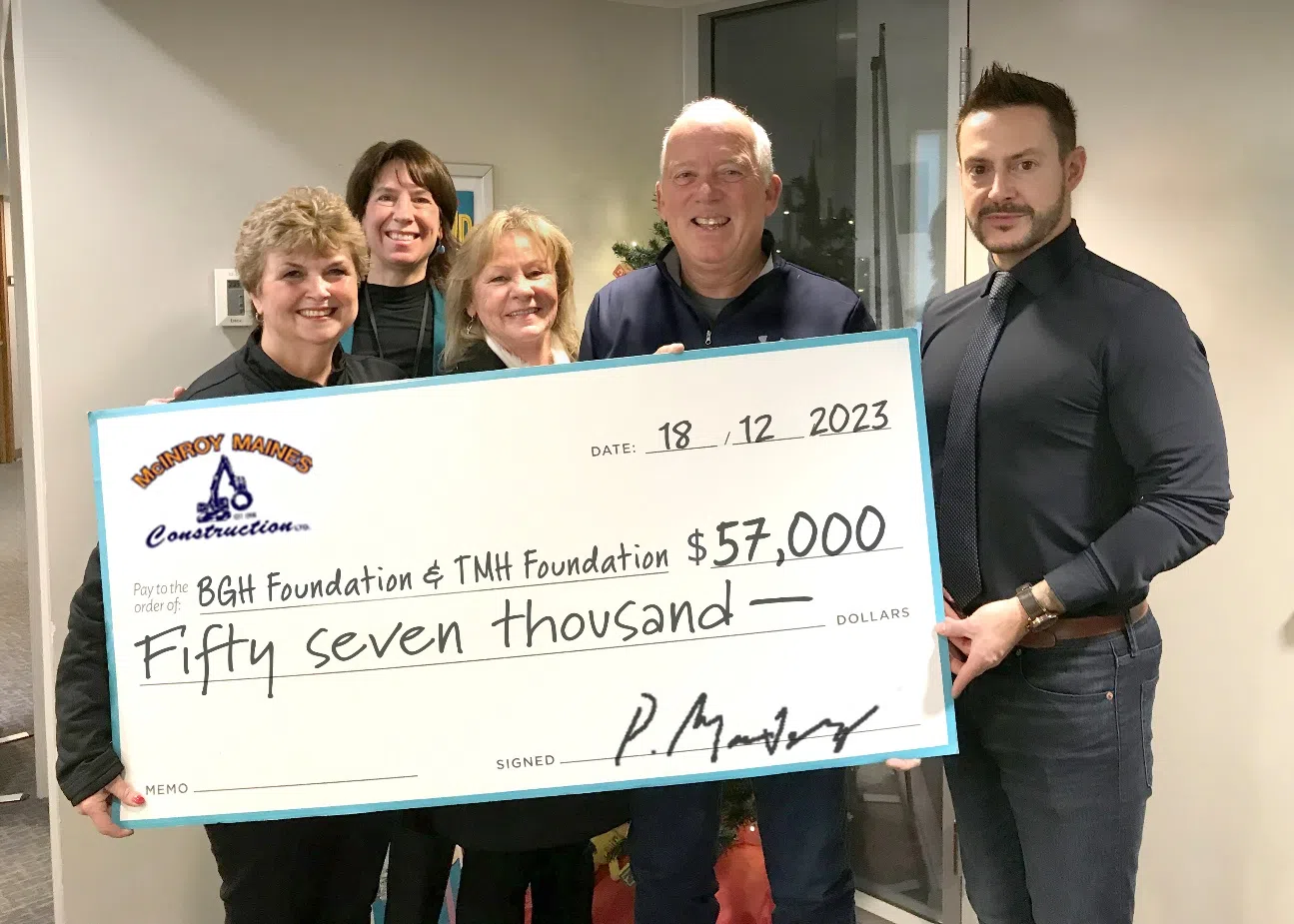 Construction company donates once again to local hospital foundations