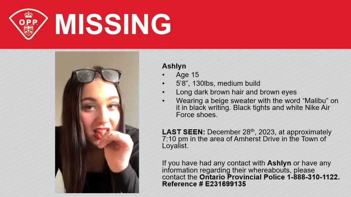 Missing teen in Loyalist Township | Quinte News