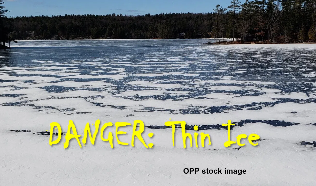 Snowmobile through ice