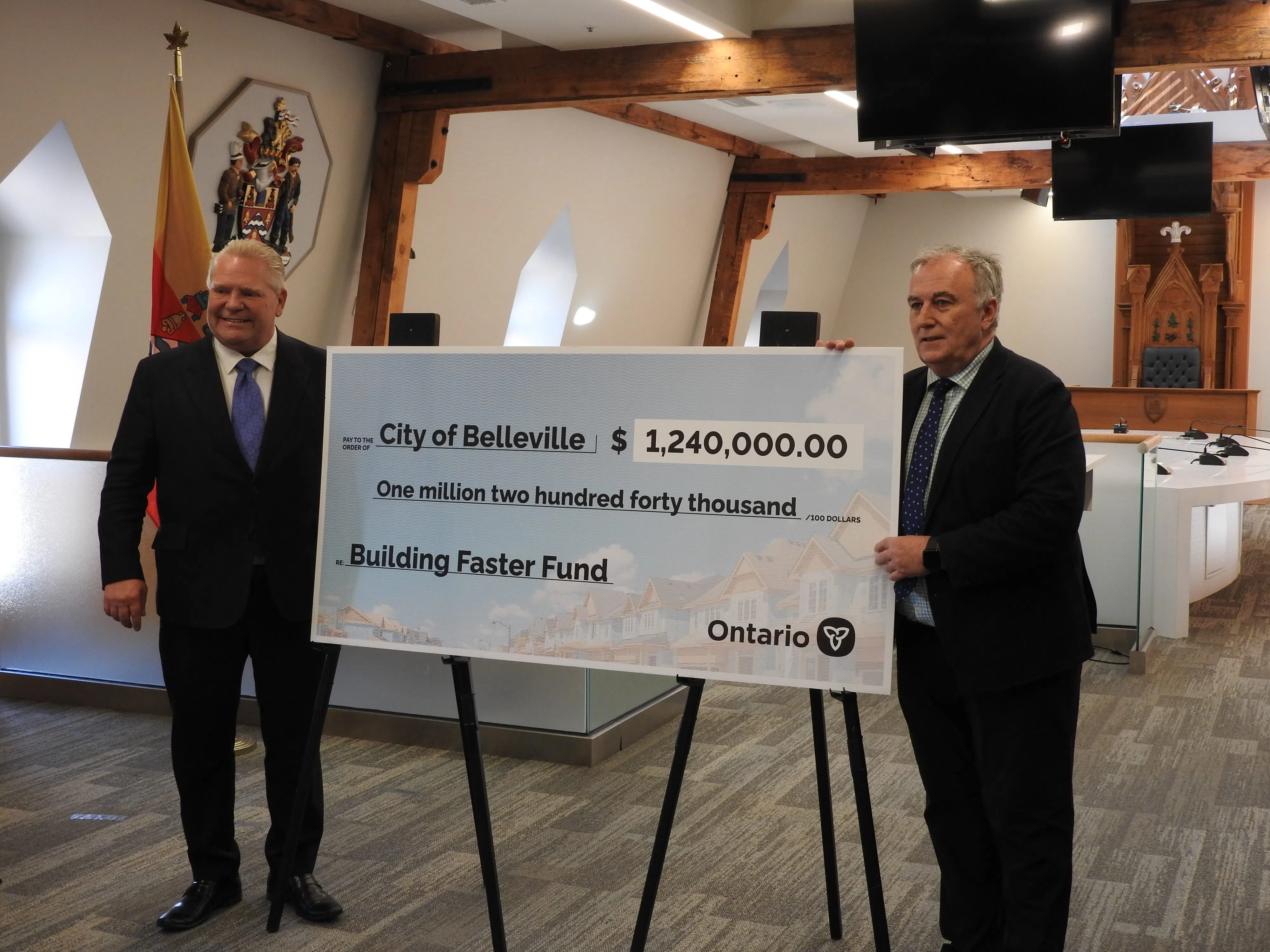 Premier Ford presents cheque to Belleville