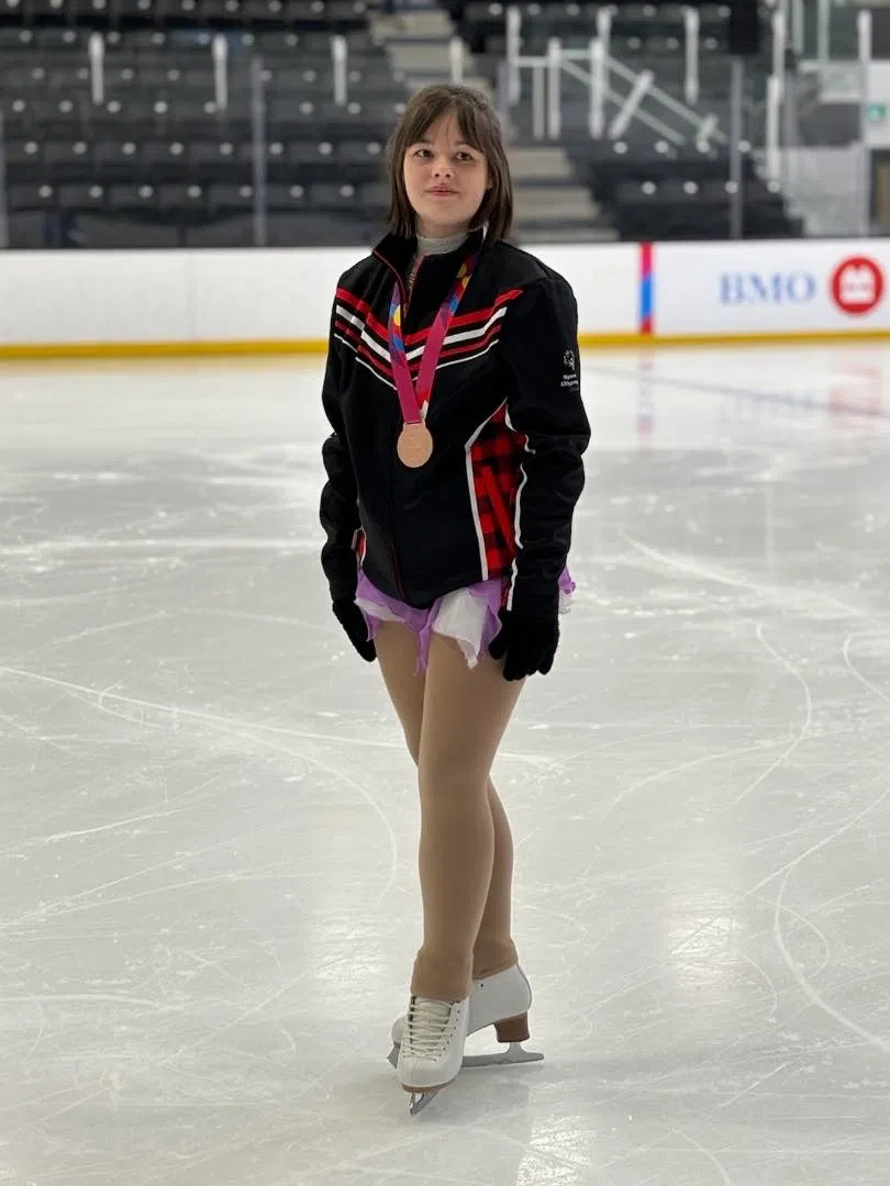 Local figure skater on the podium in Calgary