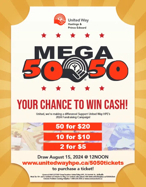 United Way HPE ONLINE MEGA 50/50 draw on Thursday