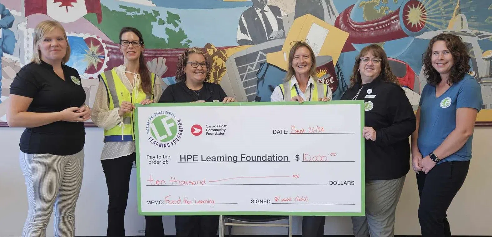 Hastings and Prince Edward Learning Foundation receives $10,000 grant