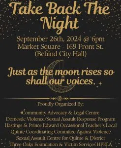 Take Back the Night taking place on Thursday