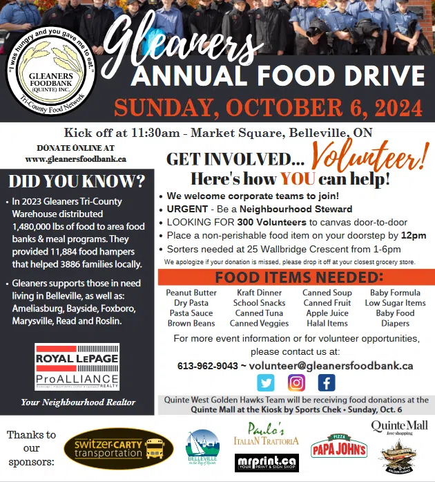 Volunteers needed for Gleaners Annual Food Drive