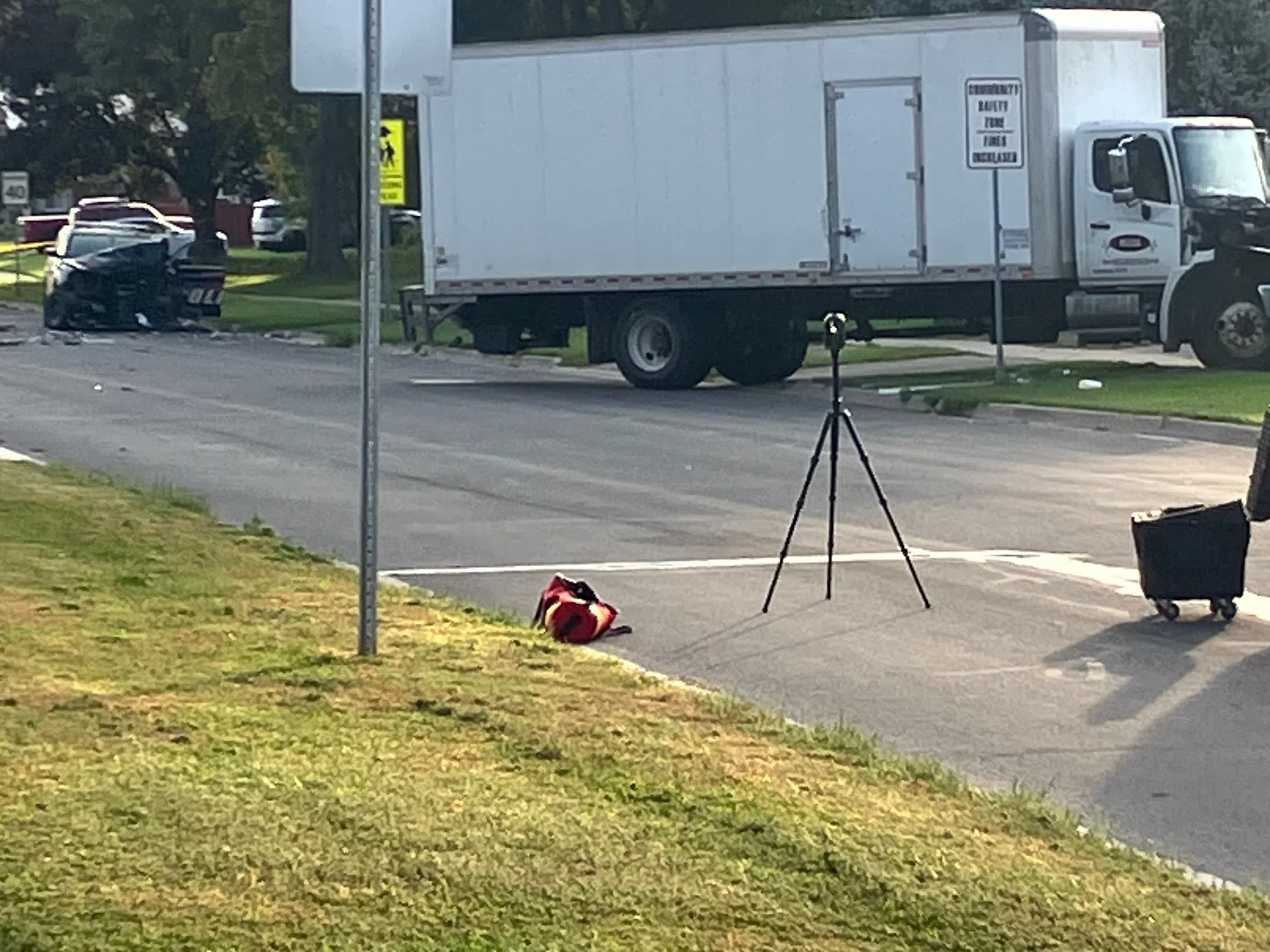 Cube van smashes police cruiser