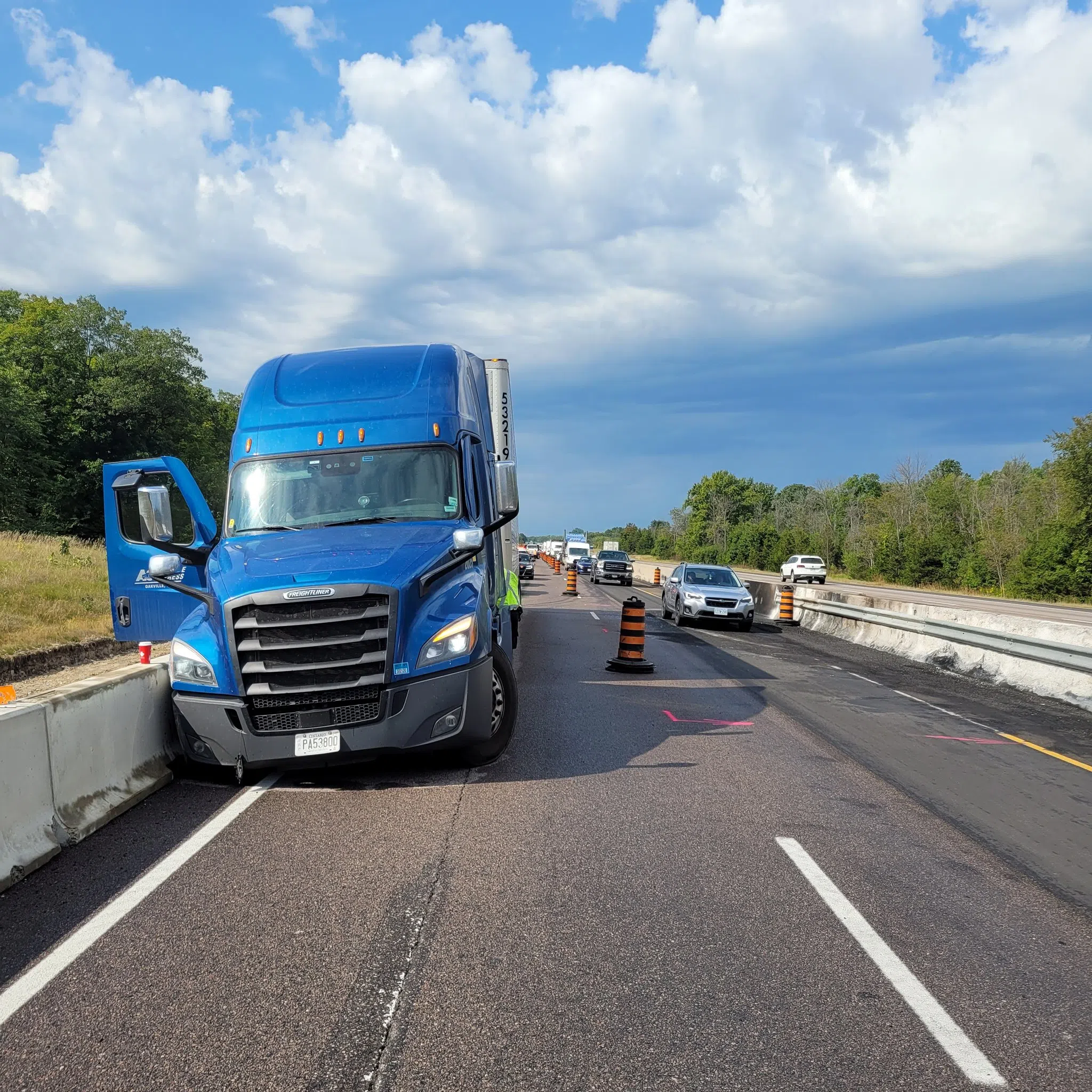 Second transport truck collision on Highway 401 in as many days